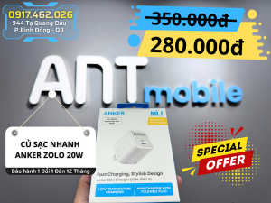 CỦ SẠC ANKER ZOLO 1C 20W - TRẮNG