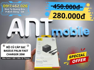 BỘ CỦ CÁP SẠC BASEUS PALM FAST CHARGER 1C 20W US - ĐEN