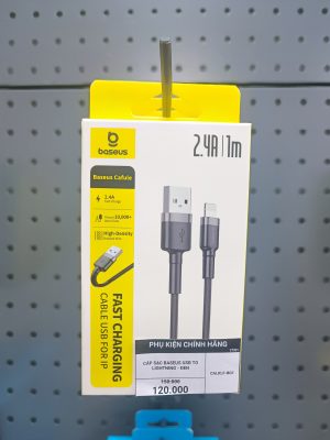 CÁP SẠC BASEUS CAFULE CABLE USB FOR IP 2.4A 1M – XÁM ĐEN